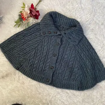 [ ESPIE ] 에스피에 다크 그레이 케이블 니트 판초 36(S)