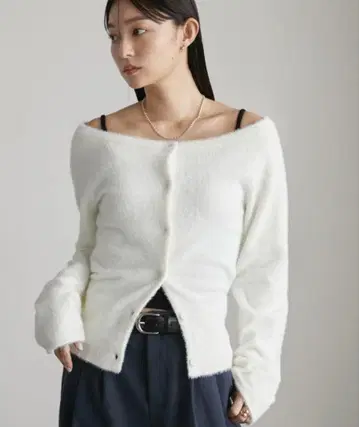 Aunt Marie's 2WAY 오프숄더 샤기 가디건