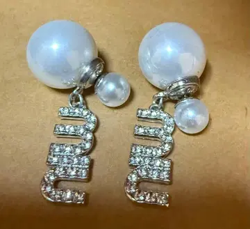 펄 크리스탈 장식 후프 귀걸이