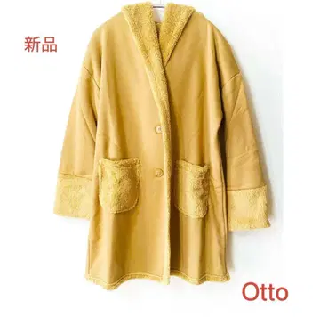 새상품 Otto 보아 안감 후드 부착 코트 카멜 브라운 베이지