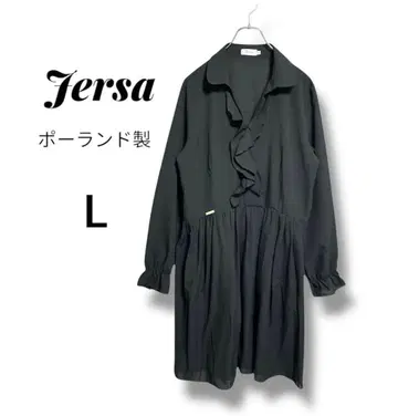 젤사 프릴 원피스 얇은 소재 L 비침 안감 있음 폴라 블랙