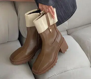 웨스턴 부츠 자키 부츠 여성용 롱 통굽 워크 부츠 인조 가죽