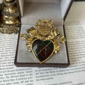 미국제 앤티크 브로치 타탄 체크