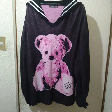 TRAVAS TOKYO 곰 프린트 세일러 카라 니트