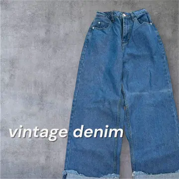 와이드 팬츠 인디고 블루 여성용 M 사이즈 빈티지