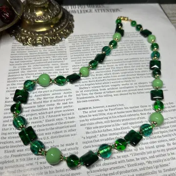 이탈리아제 베네치아 유리 목걸이 그린 계열 510