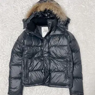 RUSS K 러스케이 퍼 블랙 다운 자켓 로고 y2k 시크 스타일