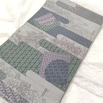 LULU115 나고야 오비 풍경화 그레이 보라색