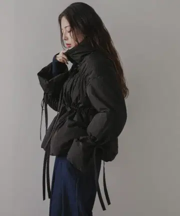 메니 리본 페이크 다운 코트 다운 리본 자켓 블랙 rectangle