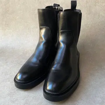 ZARA 자라 사이드 고어 숏부츠 천연 가죽 레더 블랙 25.5