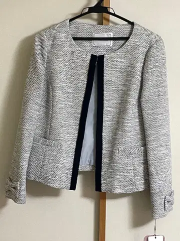 미사용 택 포함 쿠튀르 브로치 노카라 자켓 38 M