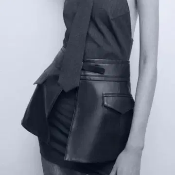 완판템 택 포함 ZARA 자라 새시 벨트 천연 가죽 램 가죽 블랙