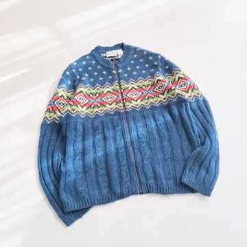 Liz Claiborne 케이블 짜임 페어아일 패턴 니트 L P