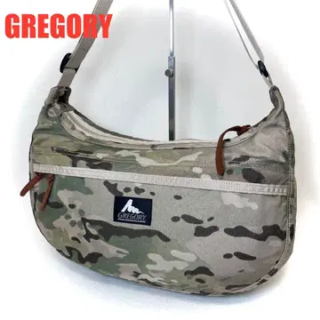 미사용급 GREGORY 서첼 M 구형 로고 숄더백 카모 무늬