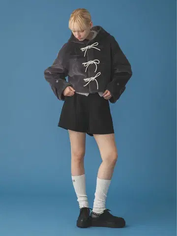 FURFUR 리본 숏 더플 코트