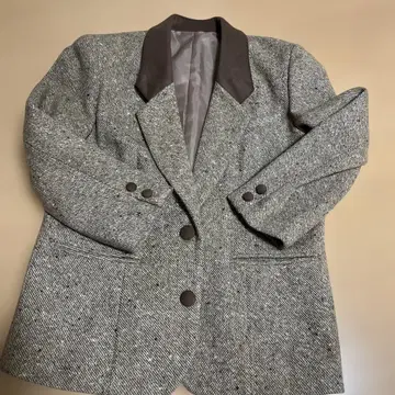 브라운 트위드 테일러드 자켓 어깨 패드 9호 믹스 원단