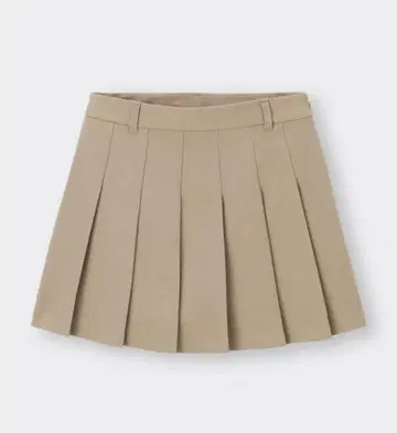 베이지 플리츠 미니 스커트