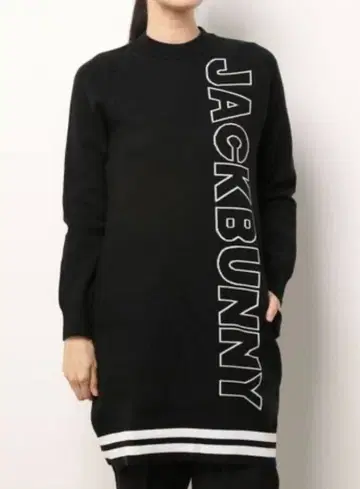 JACK BUNNY 블랙 로고 프린트 원피스