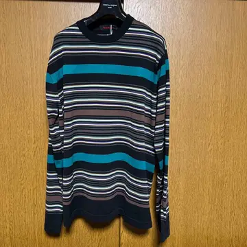 CABaN 캐밴 크루넥 멀티 컬러 보더 코튼 니트 L