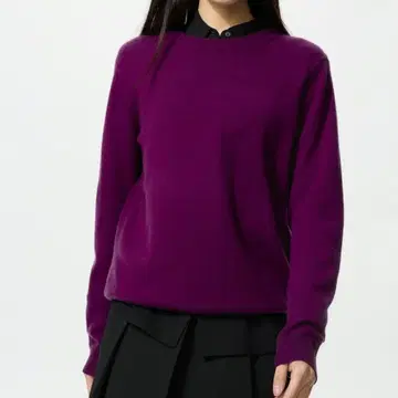 캐시미어 크루넥 스웨터 XL 퍼플