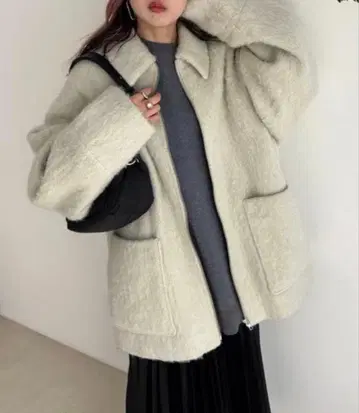 JEANASIS 샤기 ZIP 미들 코트