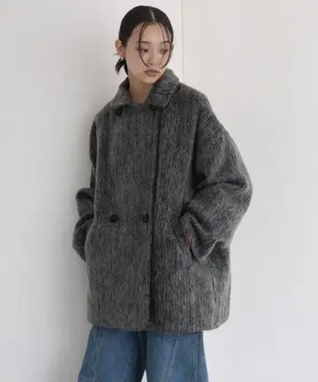 샤기 미들 코트 샤기 2WAY 컬러 코트 아우터 hellam