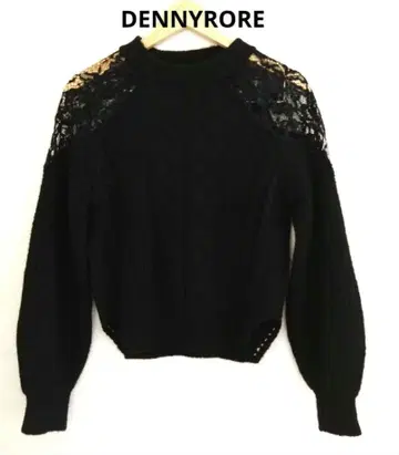 새상품급 데니 로즈 니트 레이스 블랙 긴팔 케이블