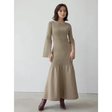 anuans 티어드 디자인 슬릿 니트 원피스