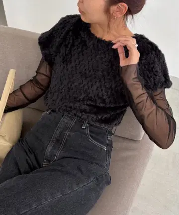 [ 새상품 ] 카프리슈 레마쥬 미니 퍼 튤 상의