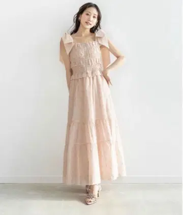 RANDA 숄더 리본 원피스 핑크