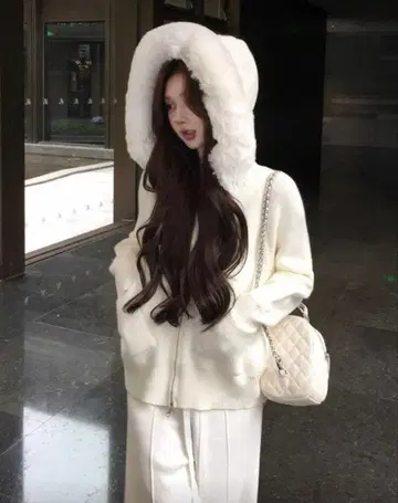 복슬복슬 퍼 니트 후드티