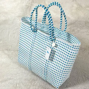 미사용 [ Letra ] 레트라 메르카도 백 S 사이즈 블루 x 화이트