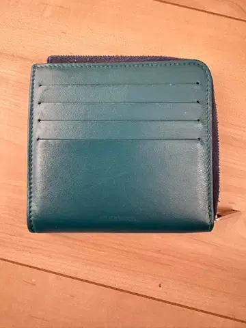 청록색 이단 접이식 지갑 지퍼 포함