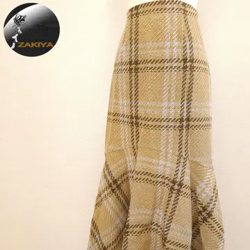 Mila Owen 트위드 머메이드 스커트 프린지 체크 베이지 0