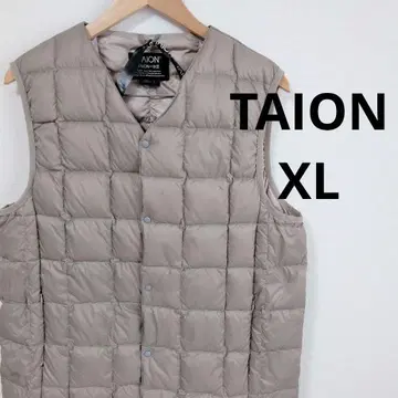 TAION 이너 다운 베스트 V넥 베이지