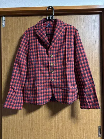 45r45rpm 빨간색과 블랙 체크 테일러드 자켓