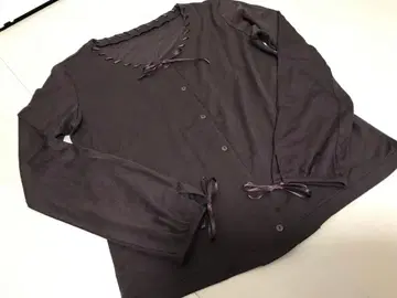 미사용 핑크하우스 리본 티셔츠 브라운 계열 L 사이즈