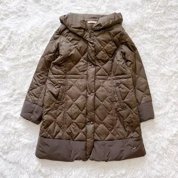 크로커다일 다운 코트 브라운 퀼팅 여성용 아우터