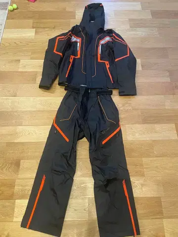 가마가츠 낚시 수트 (상하의 세트) 블랙/오렌지