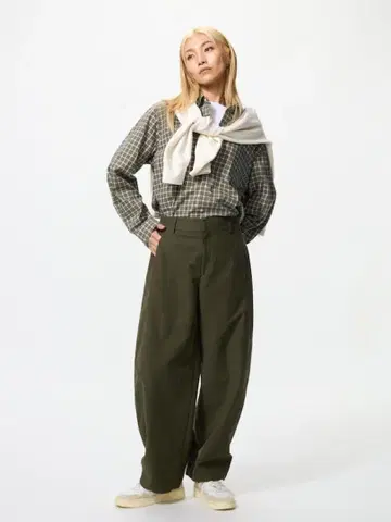 저지 배럴 레그 팬츠 올리브 S