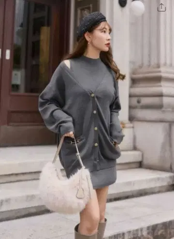 Clemence 니트 드레스 세트 grayM 사이즈