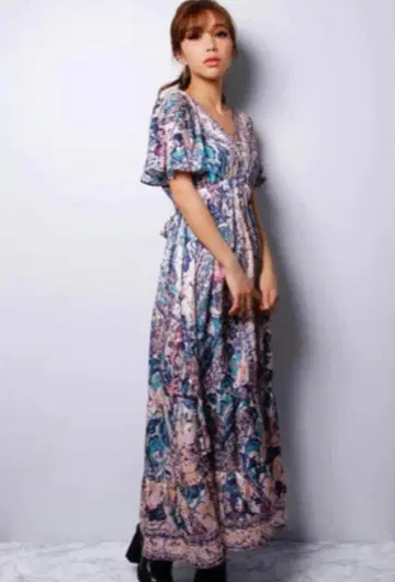 eimy istoire 앤티크 스카프 롱 드레스 꽃무늬 원피스