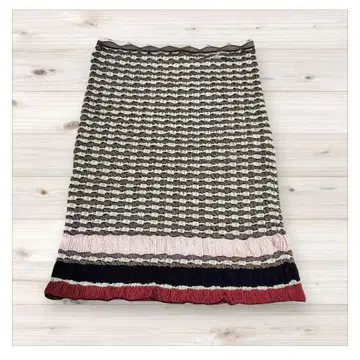 미쏘니 MISSONI 멀티 컬러 리브 미디 스커트