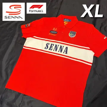 아일톤 세나 F1 피케 셔츠 레이싱 미사용 새상품 XL 레드 화이트