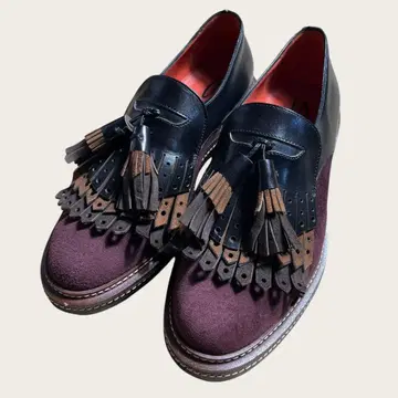 컨디션 최상 Santoni 태슬 로퍼 드레스 신발 윙 칩 36