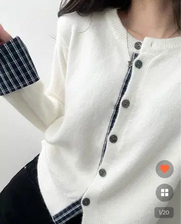 체크 셔츠 레이어드 니트 가디건