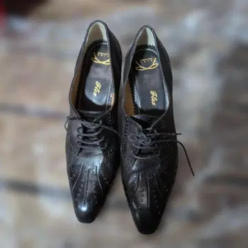 아르카 블랙 가죽 옥스퍼드 하이힐