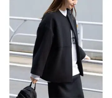 저널 스탠다드 슈퍼 140 비버 노카라 숏코트 36