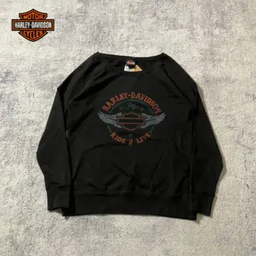 2014년산 HarleyDavidson 윙 얇은 소재 맨투맨 하레이 블랙