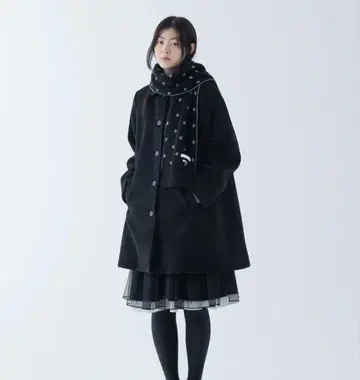 OHESHIO 도트 패턴 머플러 그레이 블랙